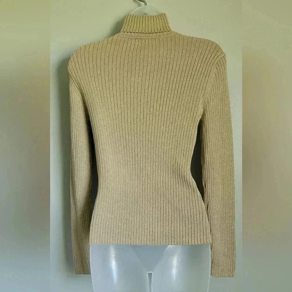 VTG NWT The Limited Long Sleeve stretchy Gold Sparkle turtle neck, size small - Picture 7 of 9